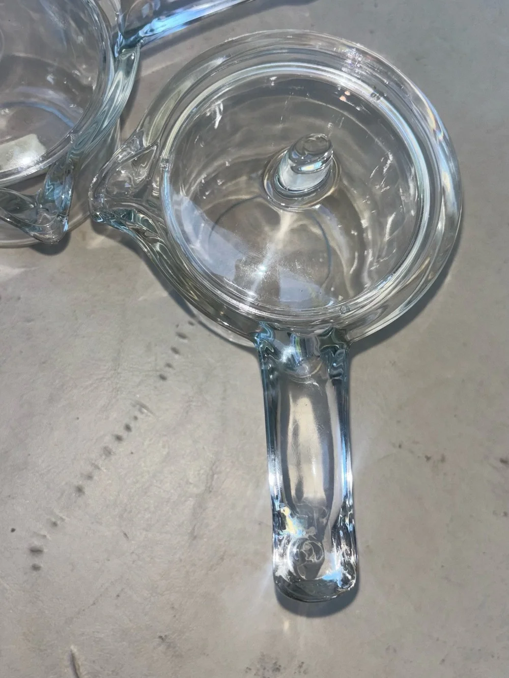 Set of Two Crate and Barrel Clear Glass small pots with Lids